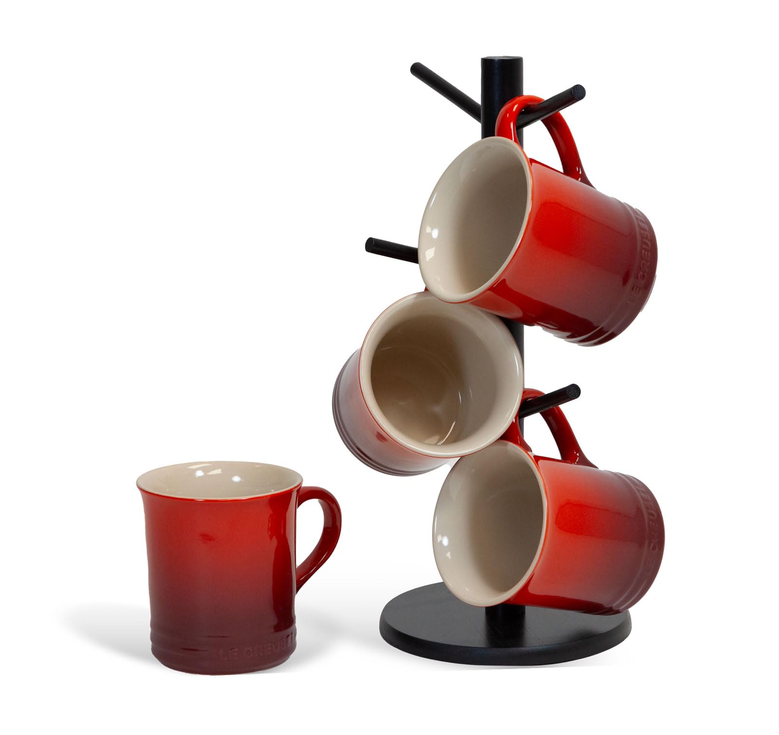 LE CREUSET デザートカップ 7個セット Amazon.com: Le Creuset 14oz 4 Mug Set and divvi! 6-Cup Mug Tree
